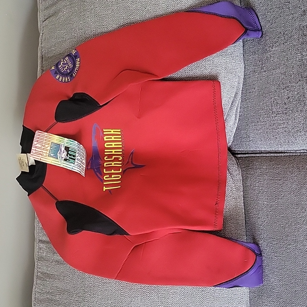 Tigershark pullover wet suit jacket red purple size LG/XL. 1 LG w/tag 1 XL w/o.